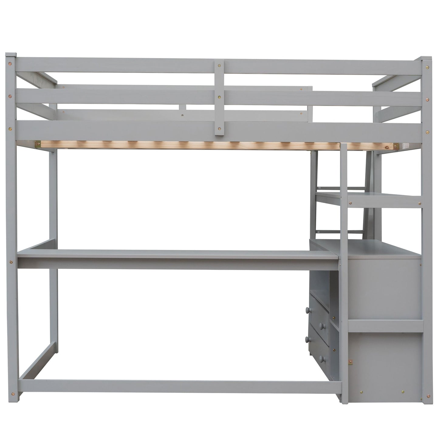 Modern Loft Bed With Built In Desk, Shelves, And 2 Drawers - The Sleep Loft - Online Mattress Showroom NYC