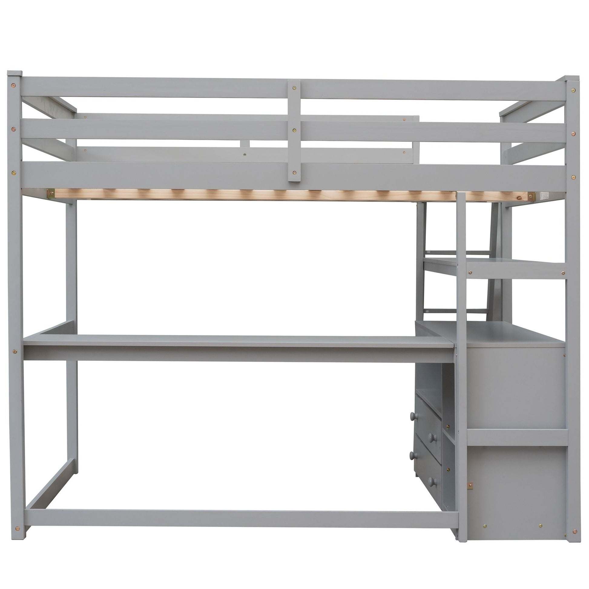 Modern Loft Bed With Built In Desk, Shelves, And 2 Drawers - The Sleep Loft - Online Mattress Showroom NYC