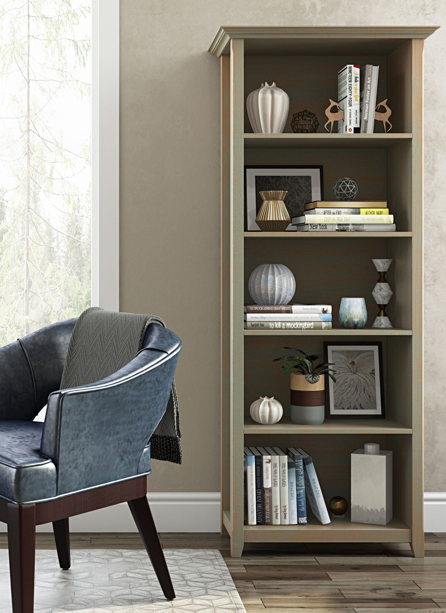 Amherst - 5 Shelf Bookcase, Handcrafted - The Sleep Loft - Online Mattress Showroom NYC