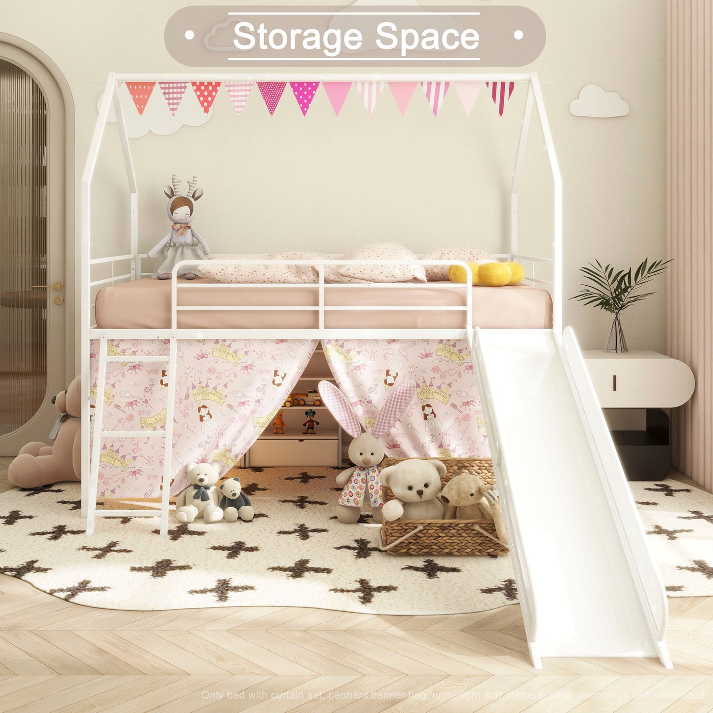 Jack - House Loft Bed With Slide And Curtain Set - The Sleep Loft - Online Mattress Showroom NYC