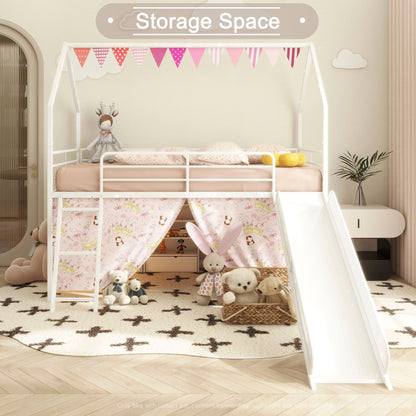 Jack - House Loft Bed With Slide And Curtain Set - The Sleep Loft - Online Mattress Showroom NYC