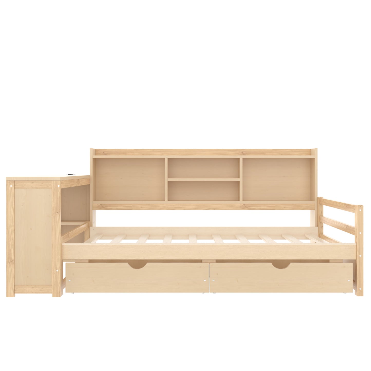 Corner Daybed With Storage Drawers, Desk, Charging Port & Bookcase - The Sleep Loft - Online Mattress Showroom NYC
