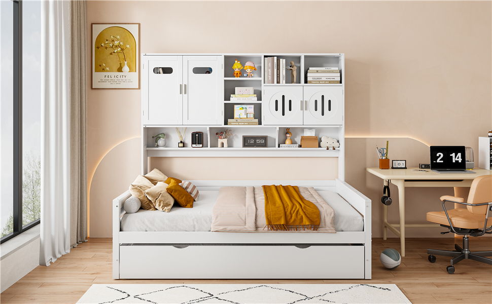 Daybed With All-In-One Cabinet And Shelf - The Sleep Loft - Online Mattress Showroom NYC