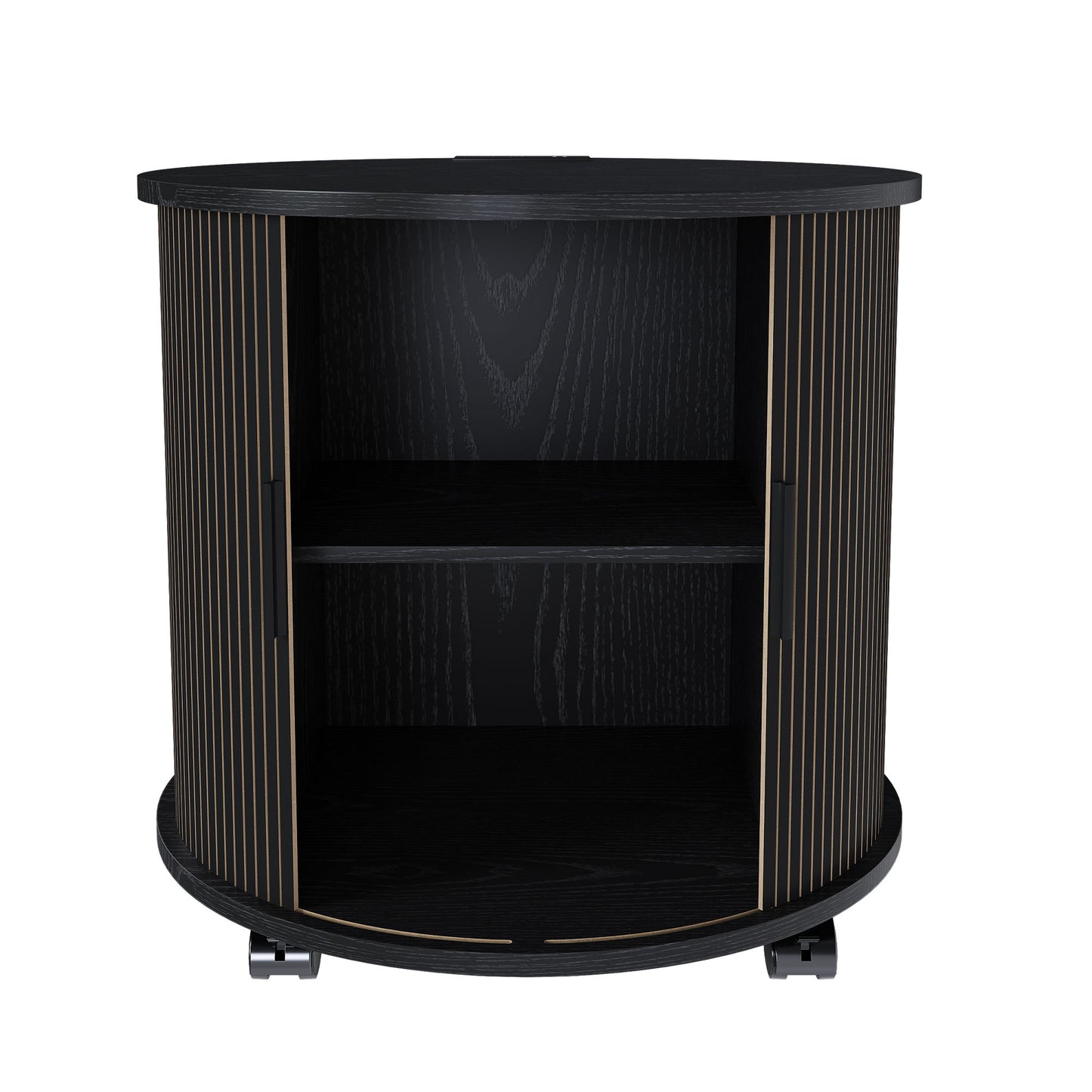 Cylinder Nightstand With Charging Station & Sliding Door