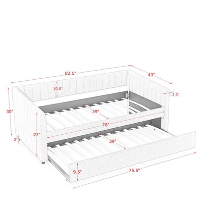 Upholstered Daybed With Trundle With Vertical Stripes - The Sleep Loft - Online Mattress Showroom NYC