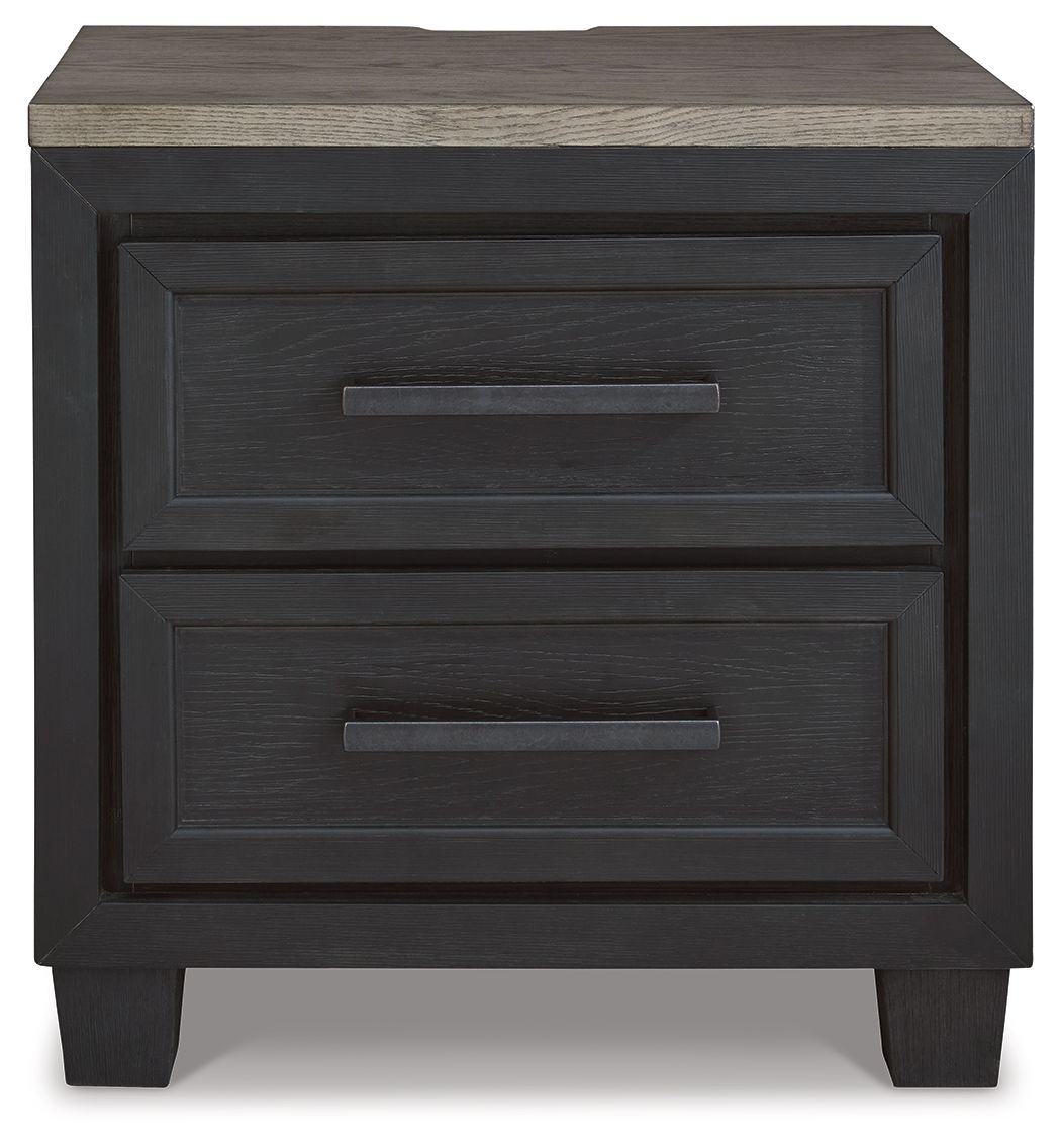 Foyland - Two Drawer Night Stand - Black / Brown - The Sleep Loft - Online Mattress Showroom NYC
