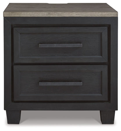 Foyland - Two Drawer Night Stand - Black / Brown - The Sleep Loft - Online Mattress Showroom NYC