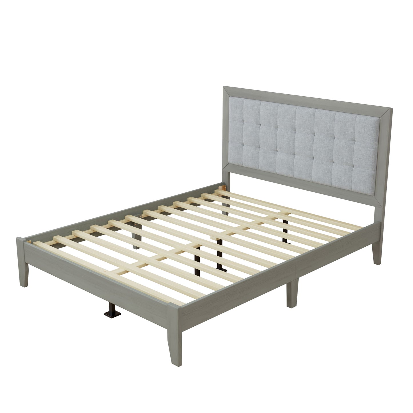 Mid Century Modern Platform Bed With Upholstered Headboard - The Sleep Loft - Online Mattress Showroom NYC