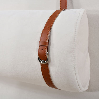 Upholstered Platform Bed, 2 Outlets And USB Charging Ports On Both Sides, 2 Bedside Pillows, Storage Shelves - The Sleep Loft - Online Mattress Showroom NYC