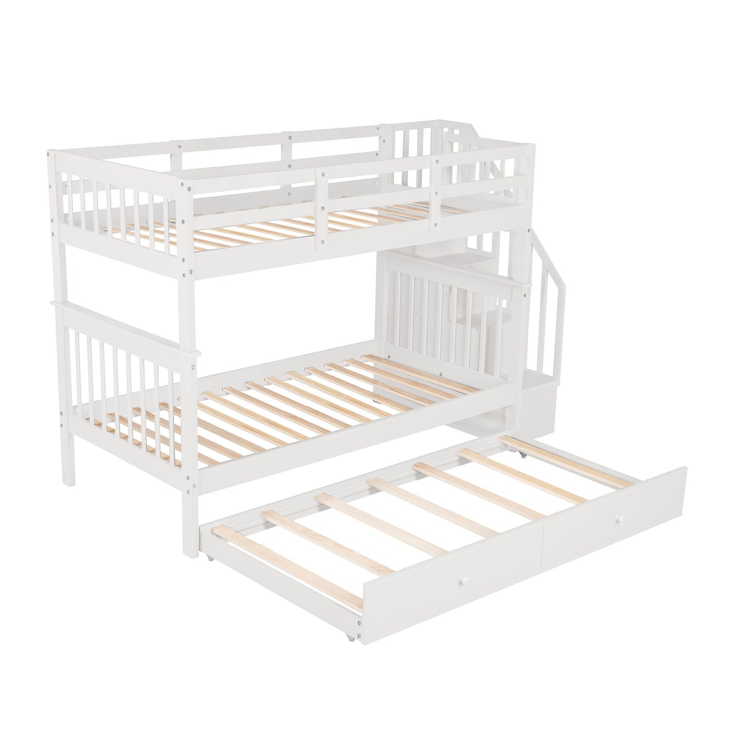 Stairway Bunk Bed With Storage And Guard Rail For Bedroom - The Sleep Loft - Online Mattress Showroom NYC