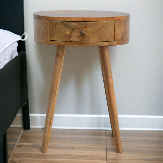 Nordic Chestnut Circular Nightstand - The Sleep Loft - Online Mattress Showroom NYC
