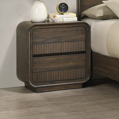 Flair Rounded Edges Nightstand, 2 Drawer Storage - Brown - The Sleep Loft - Online Mattress Showroom NYC