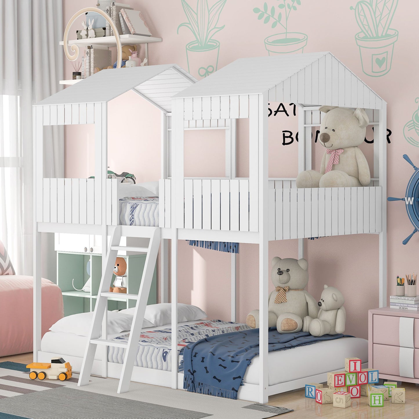 Bunk Bed With Roof, Window, Guardrail, Ladder - The Sleep Loft - Online Mattress Showroom NYC