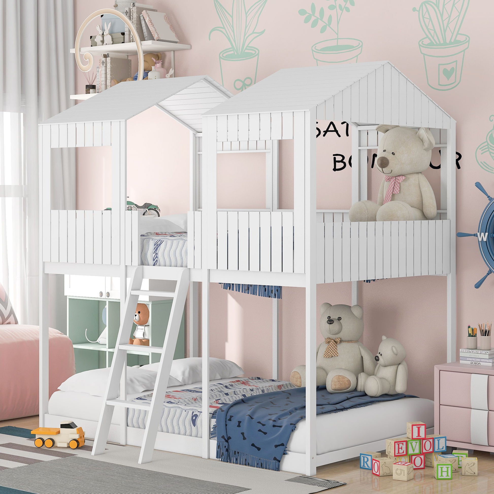 Bunk Bed With Roof, Window, Guardrail, Ladder - The Sleep Loft - Online Mattress Showroom NYC