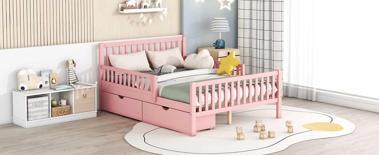 Platform Bed With Guardrails On Both Sides And 2 Storage Drawers - The Sleep Loft - Online Mattress Showroom NYC