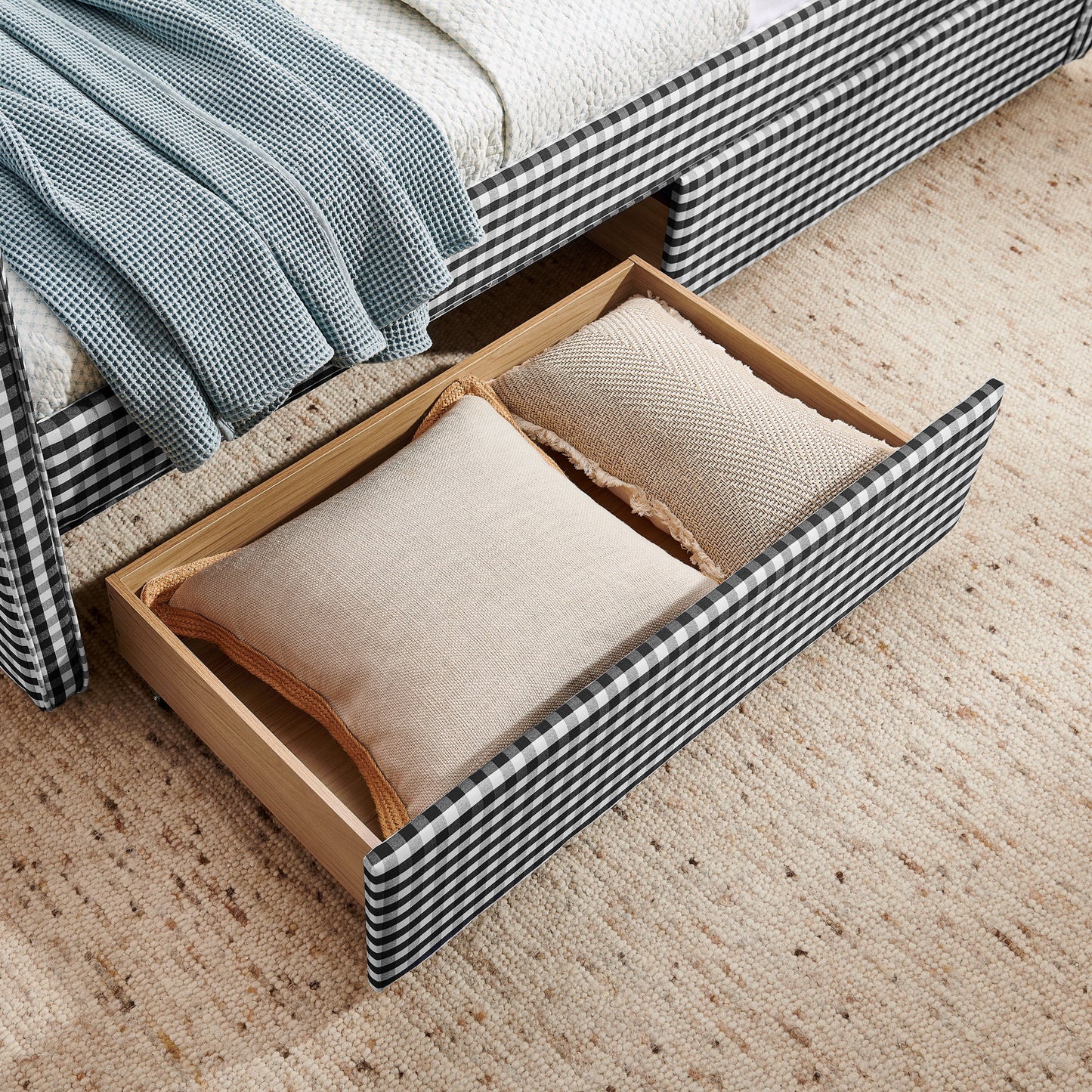 Gingham Daybed With USB Charging Port, Wave-Shaped Design - The Sleep Loft - Online Mattress Showroom NYC