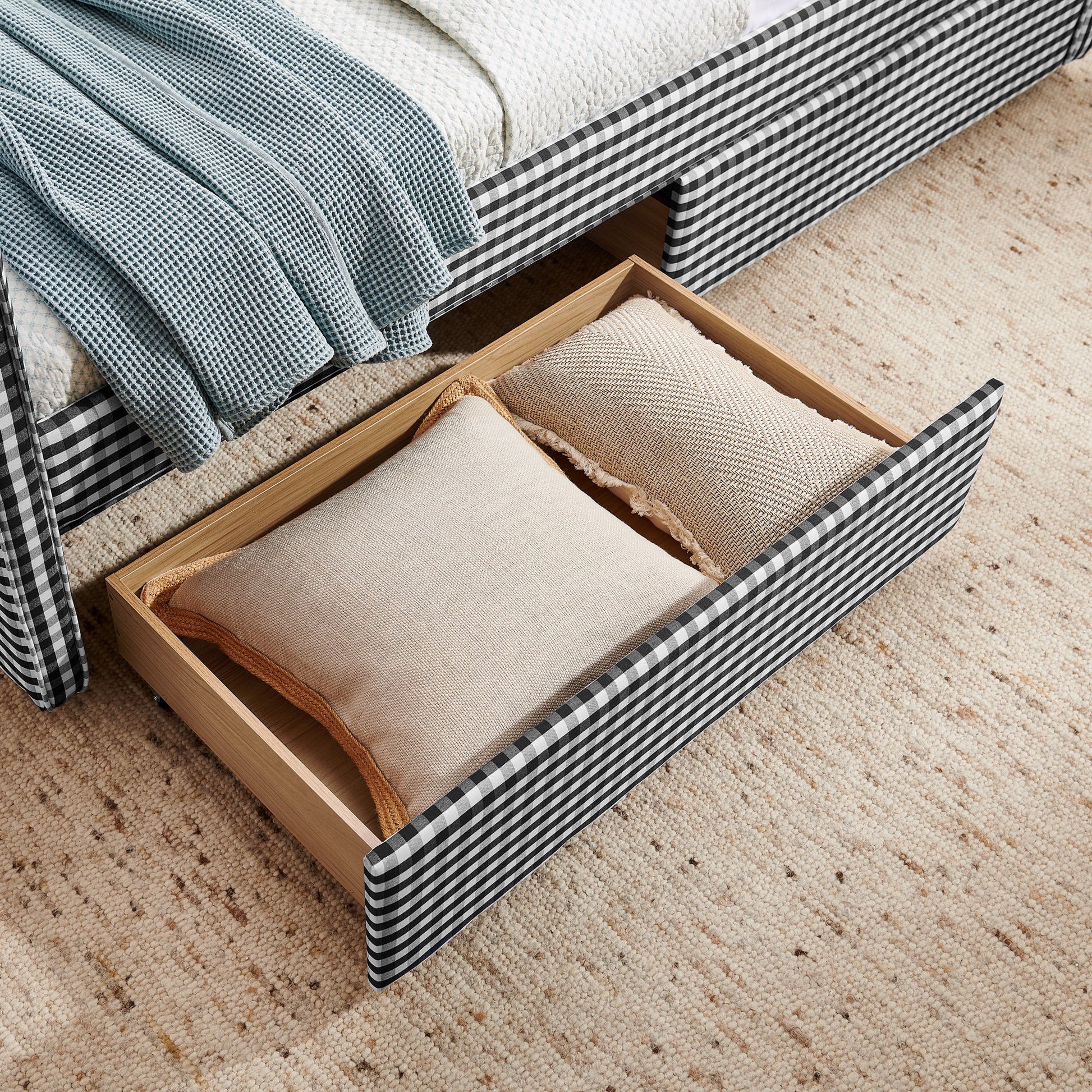 Gingham Daybed With USB Charging Port, Wave-Shaped Design - The Sleep Loft - Online Mattress Showroom NYC