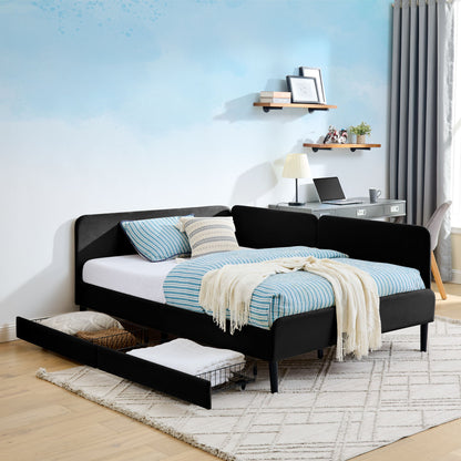 Upholstered Platform Bed Frame With 2 Storage Drawers And Adjustable Sofa Bed - The Sleep Loft - Online Mattress Showroom NYC