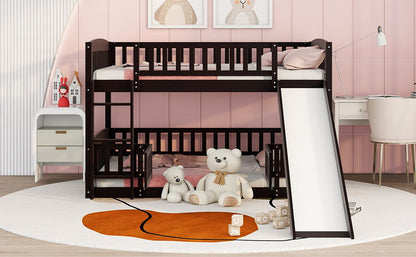 Low Bunk Bed With Slide, Fence And Ladder - The Sleep Loft - Online Mattress Showroom NYC