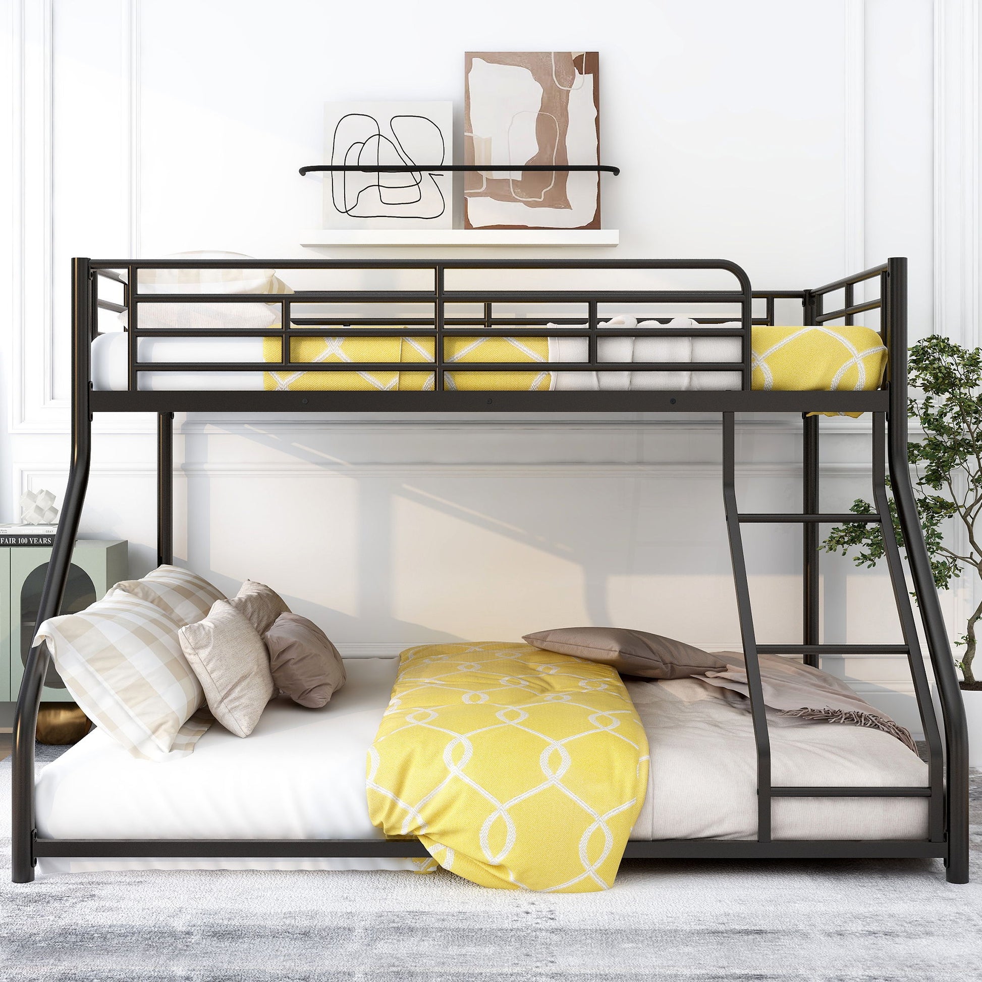 Metal Floor Bunk Bed With Sloped Ladder, Space Saving Design - The Sleep Loft - Online Mattress Showroom NYC