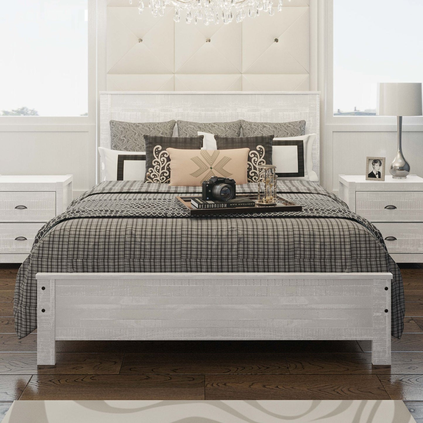 Albany - Bed Frame With Headboard, Heavy Duty Modern Rustic Design - The Sleep Loft - Online Mattress Showroom NYC