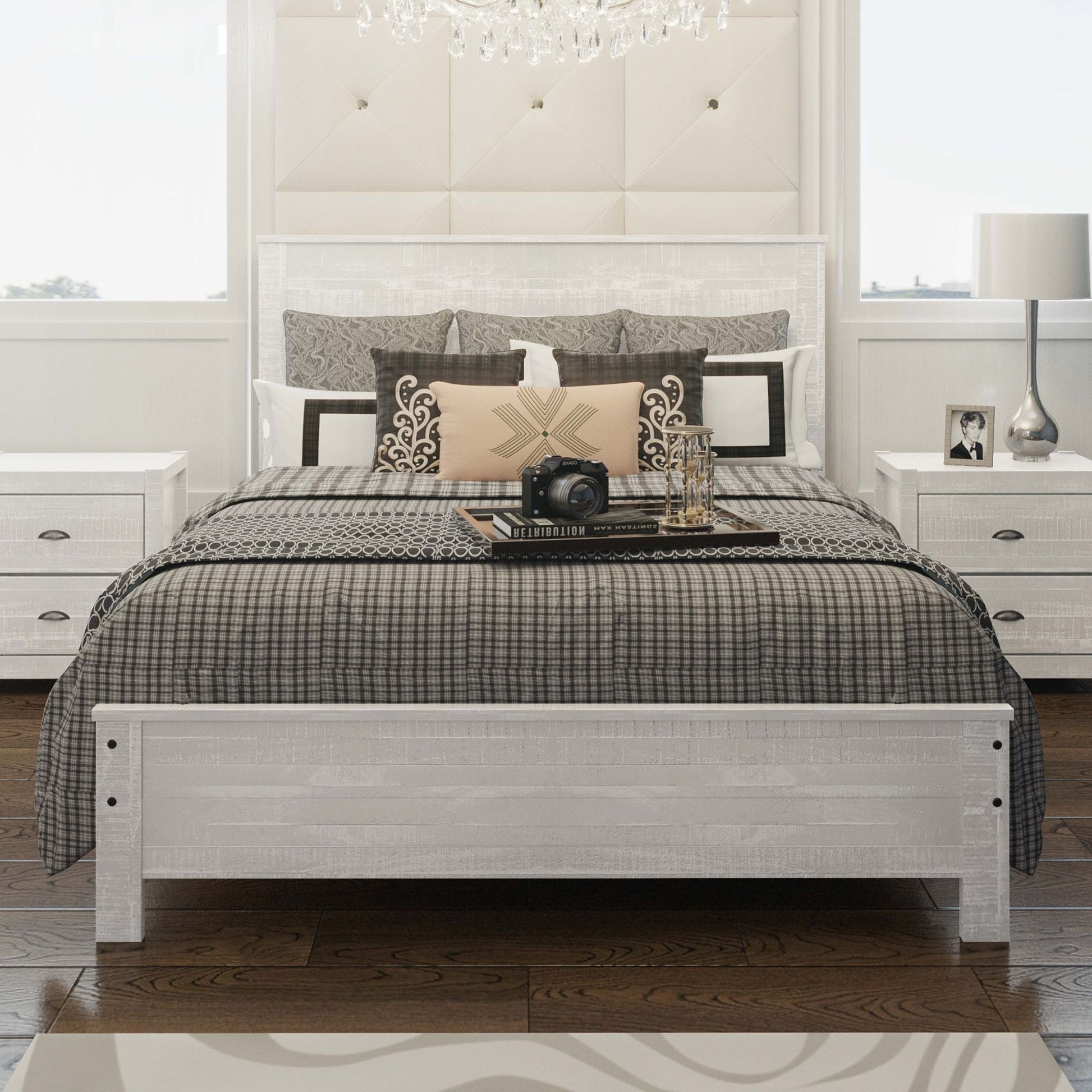 Albany - Bed Frame With Headboard, Heavy Duty Modern Rustic Design - The Sleep Loft - Online Mattress Showroom NYC