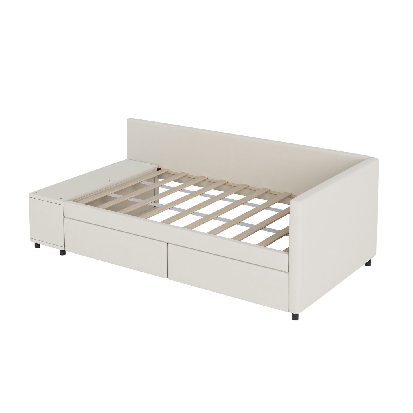 L Shaped Upholstered Platform Bed With Storage And Drawers - The Sleep Loft - Online Mattress Showroom NYC