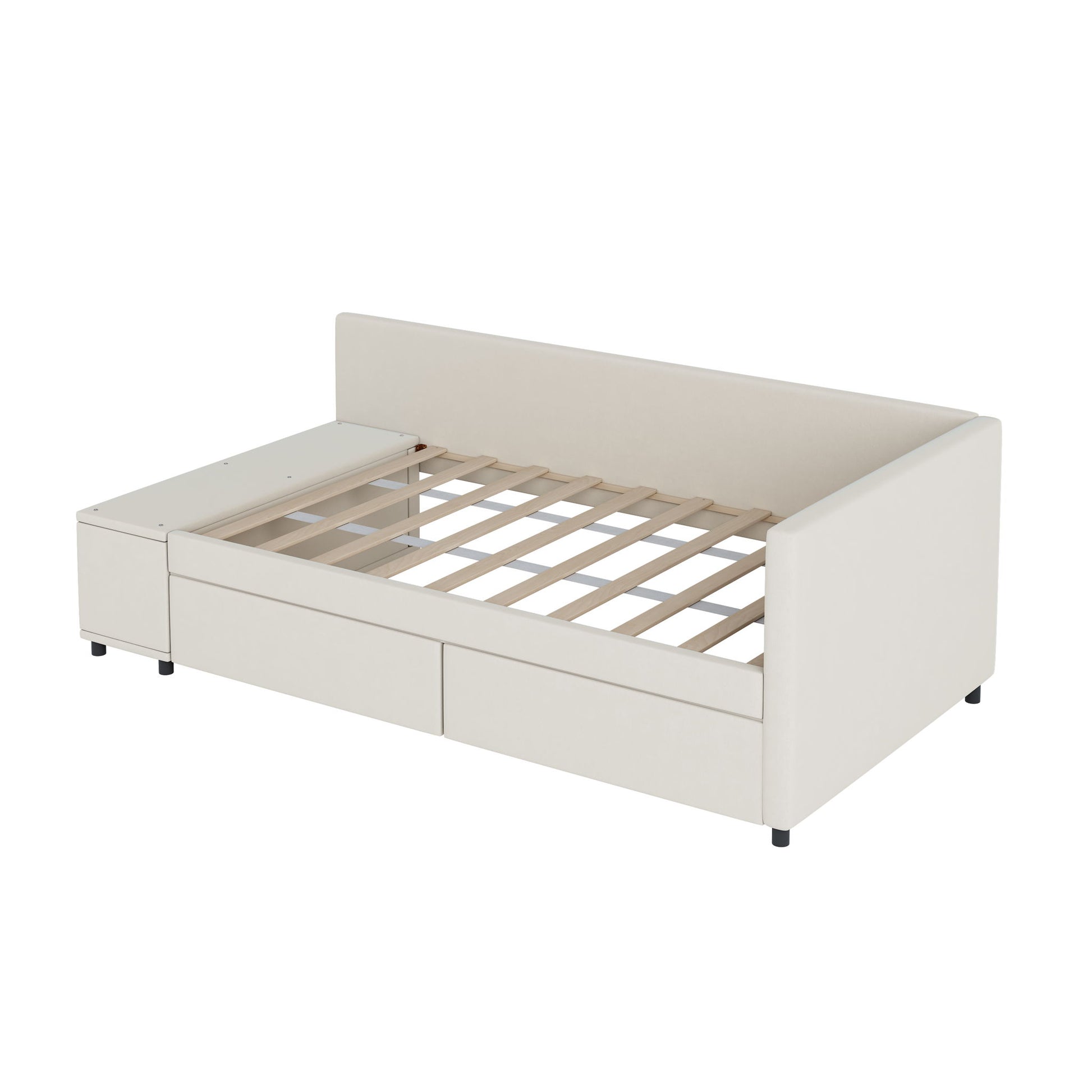 L Shaped Upholstered Platform Bed With Storage And Drawers - The Sleep Loft - Online Mattress Showroom NYC