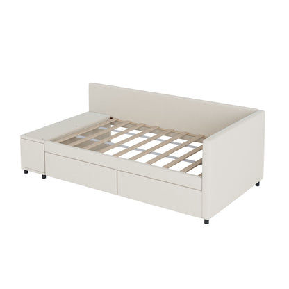 L Shaped Upholstered Platform Bed With Storage And Drawers - The Sleep Loft - Online Mattress Showroom NYC