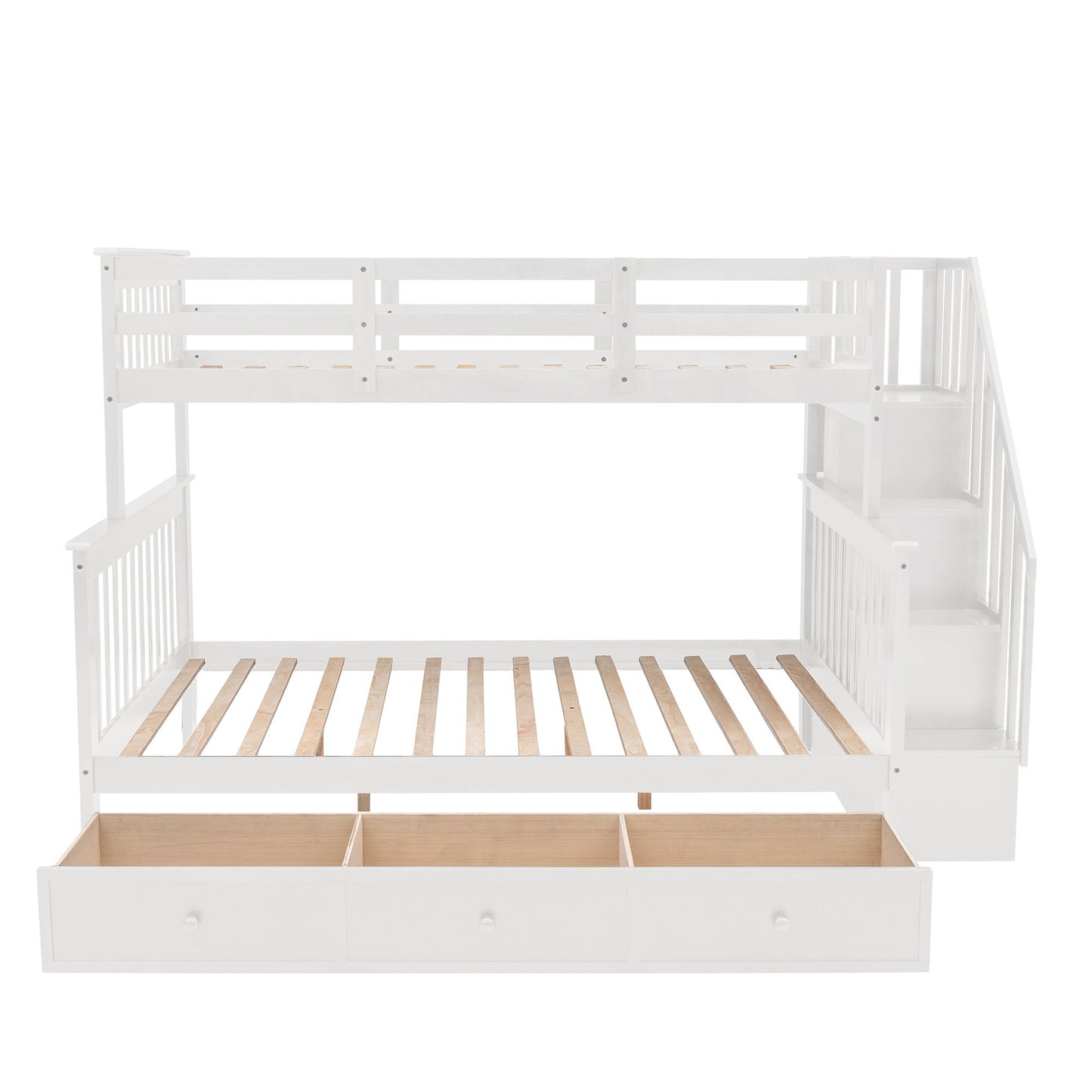 Stairway Bunk Bed With Storage And Guard Rail For Bedroom - The Sleep Loft - Online Mattress Showroom NYC