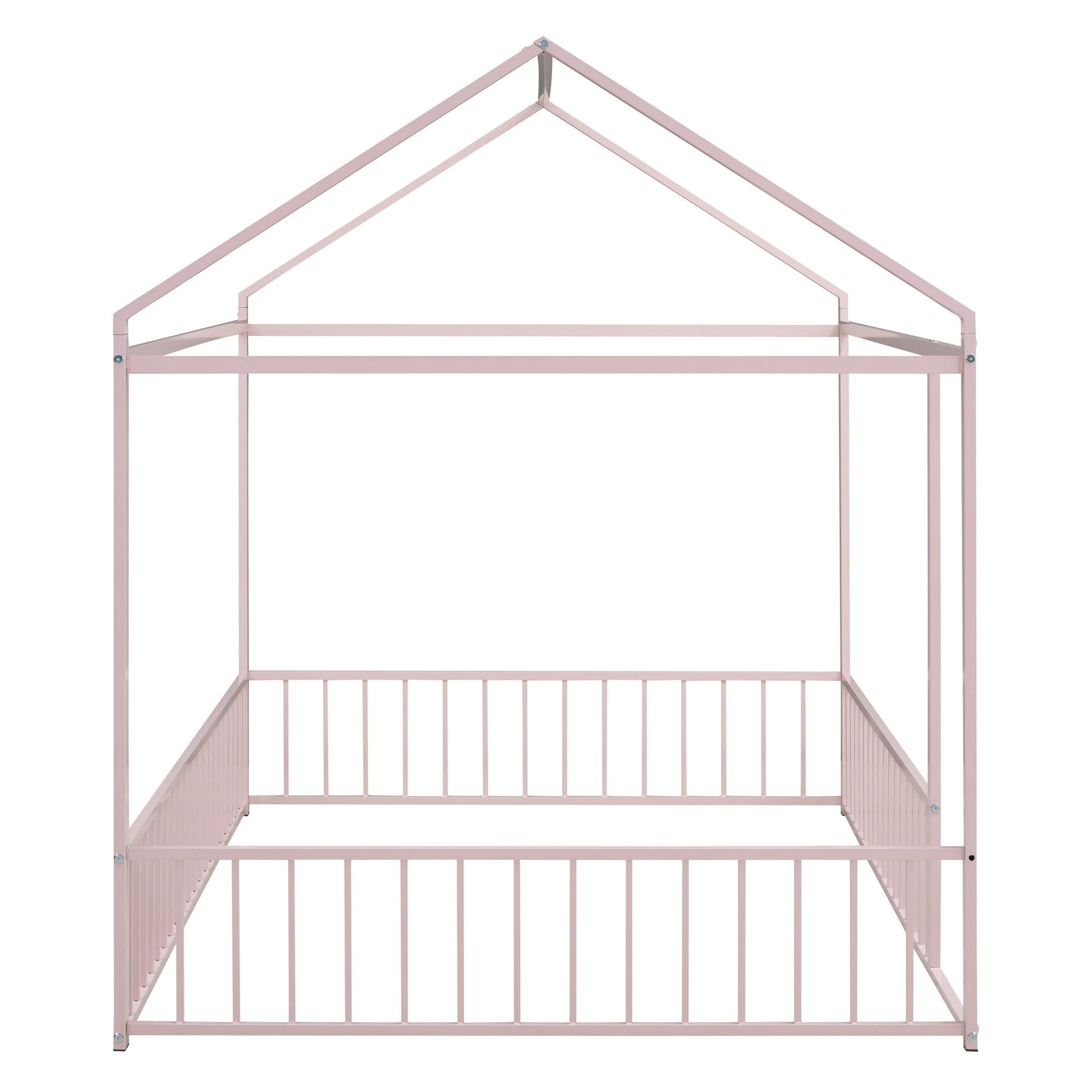 Metal Bed House Bed Frame With Fence - The Sleep Loft - Online Mattress Showroom NYC