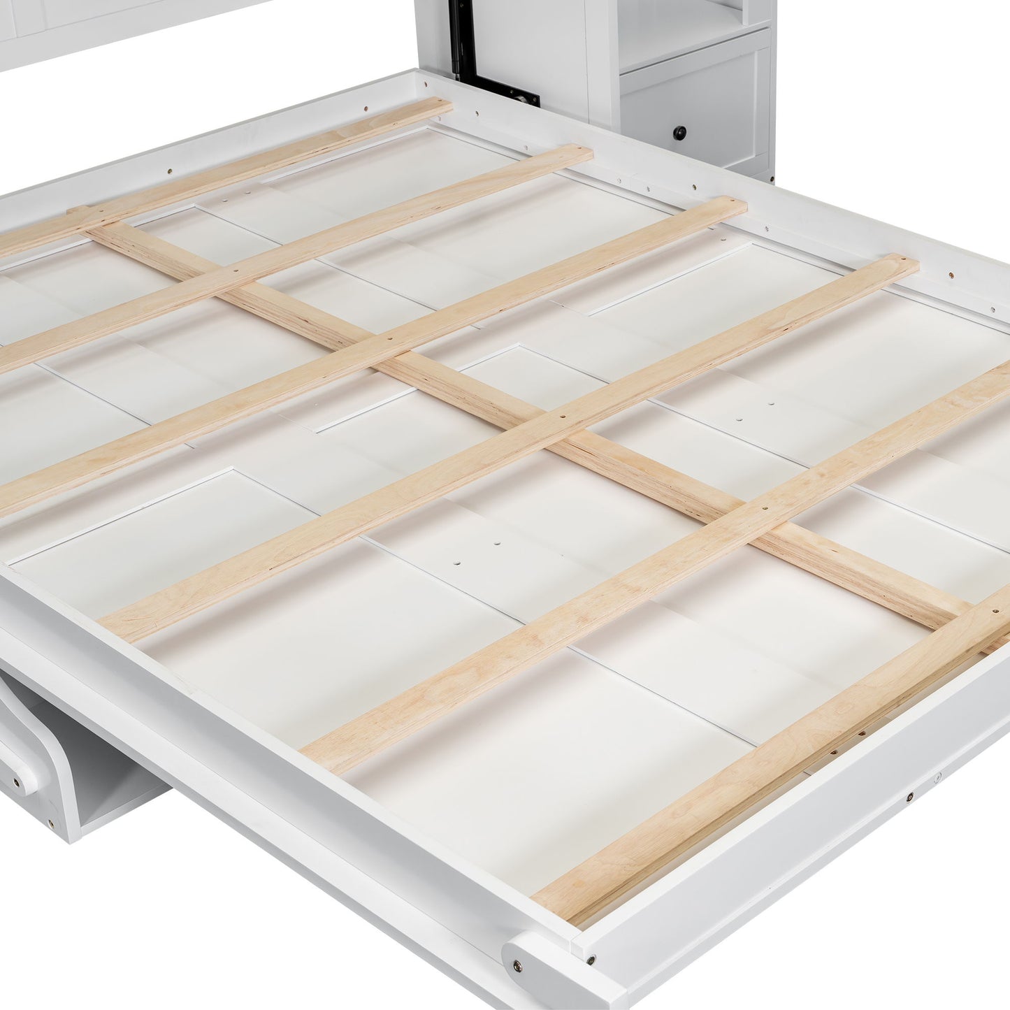 French Style Murphy Platform Bed With Shelf, Side Cabinets, Drawers And LED - The Sleep Loft - Online Mattress Showroom NYC