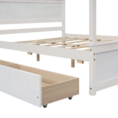 Canopy Platform Bed With Drawers, Support Slats, No Box Spring Needed - The Sleep Loft - Online Mattress Showroom NYC