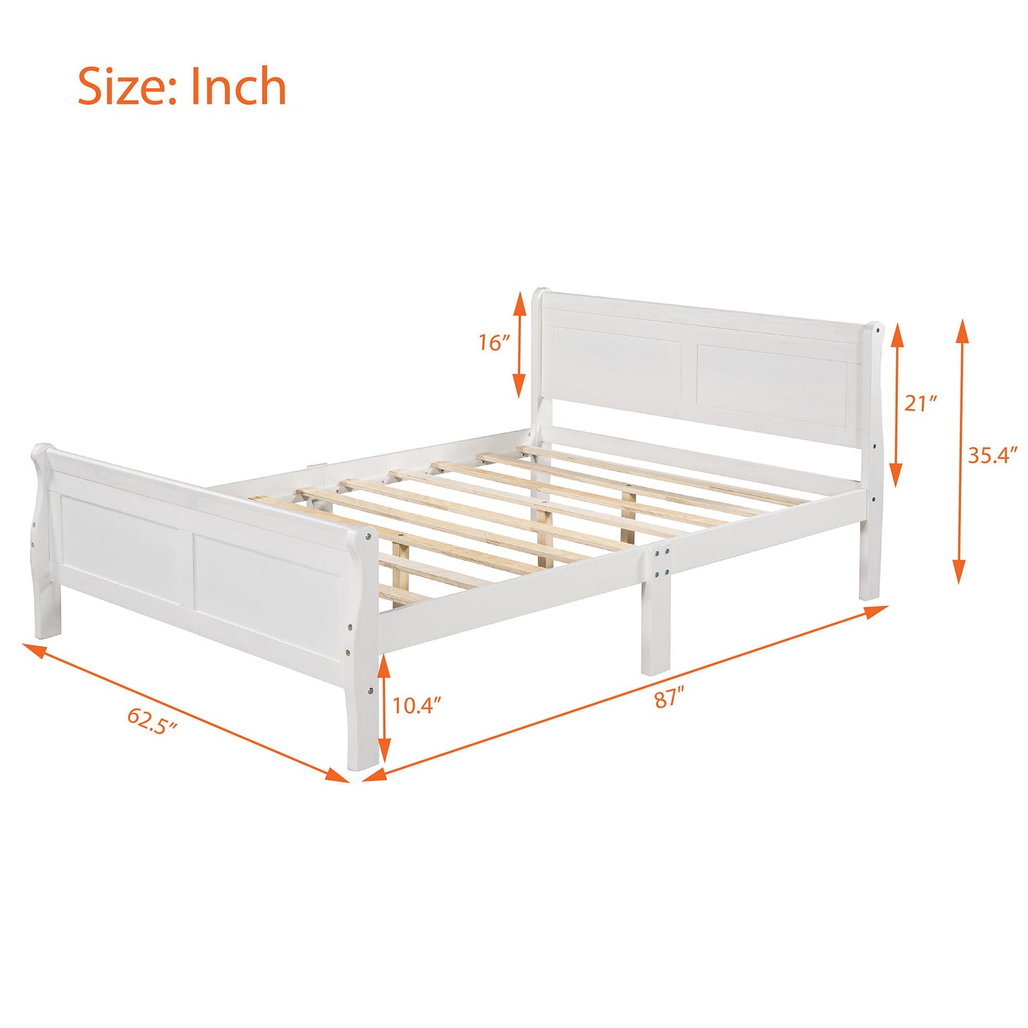 Platform Bed Frame Mattress Foundation Sleigh Bed With Headboard / Footboard / Wood Slat Suppor - The Sleep Loft - Online Mattress Showroom NYC