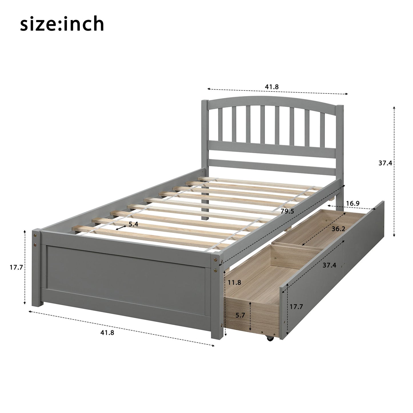 Platform Storage Bed Wood Bed Frame With Two Drawers And Headboard - The Sleep Loft - Online Mattress Showroom NYC