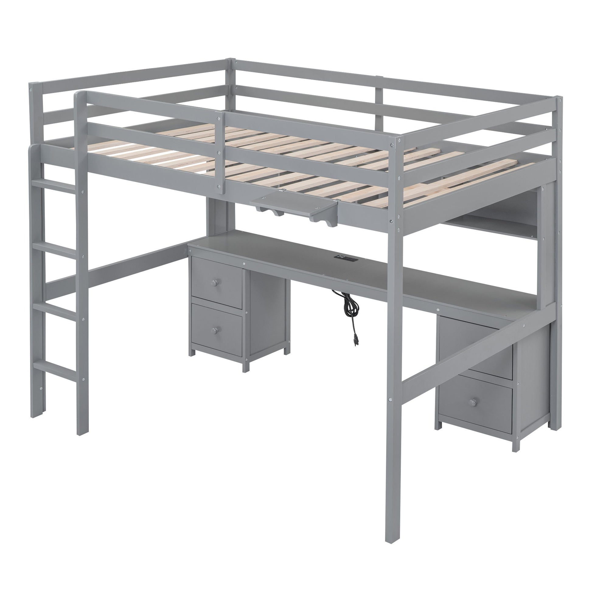 Loft Bed With Desk, Cabinets, Drawers, Charging Station And Bedside Tray - The Sleep Loft - Online Mattress Showroom NYC