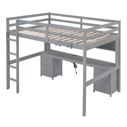 Loft Bed With Desk, Cabinets, Drawers, Charging Station And Bedside Tray - The Sleep Loft - Online Mattress Showroom NYC