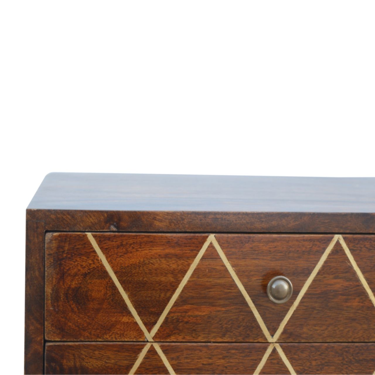 Inlay Geo Brass Bedside Table - Chestnut - The Sleep Loft - Online Mattress Showroom NYC