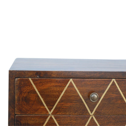 Inlay Geo Brass Bedside Table - Chestnut - The Sleep Loft - Online Mattress Showroom NYC