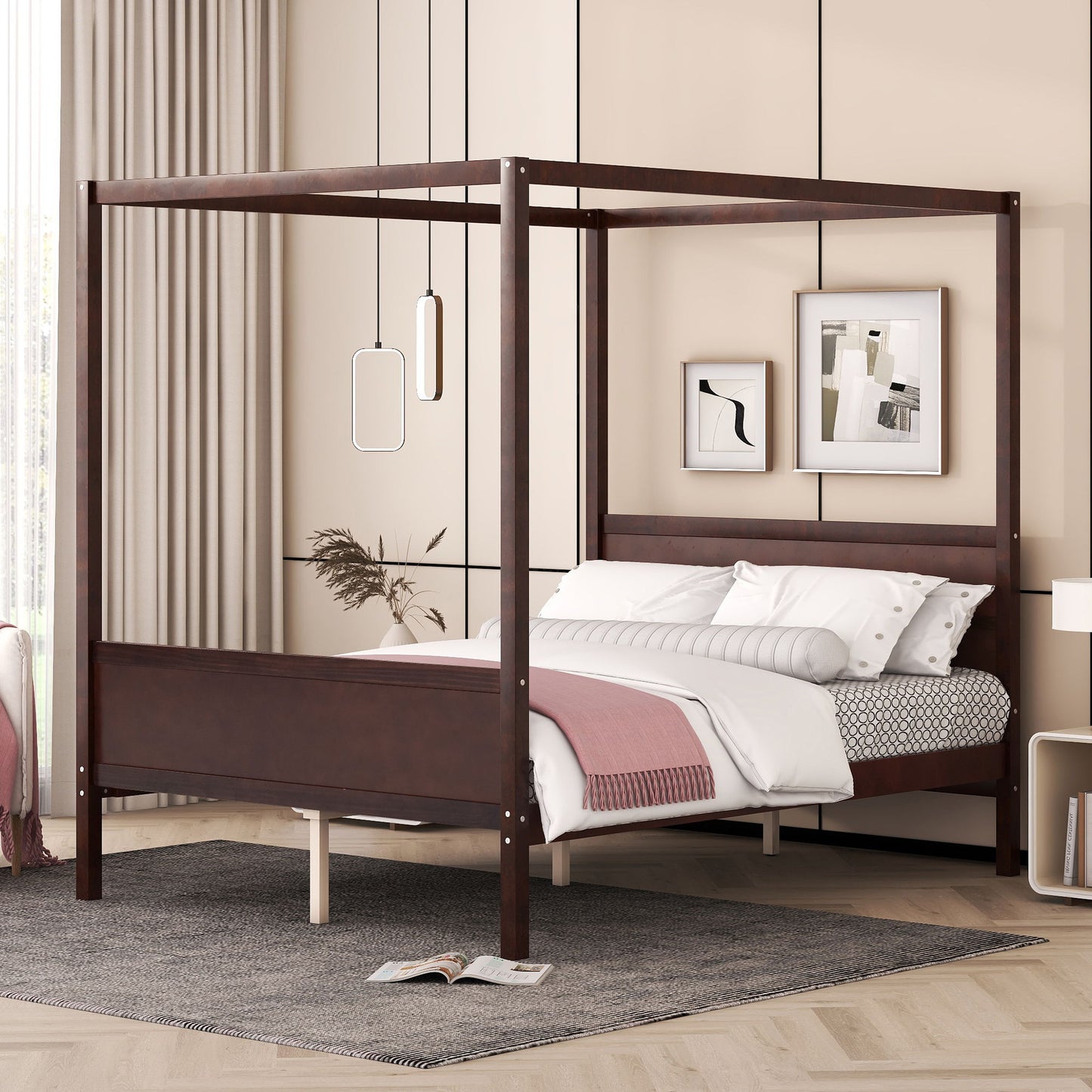 Canopy Platform Bed With Headboard And Footboard, Slat Support Leg - The Sleep Loft - Online Mattress Showroom NYC