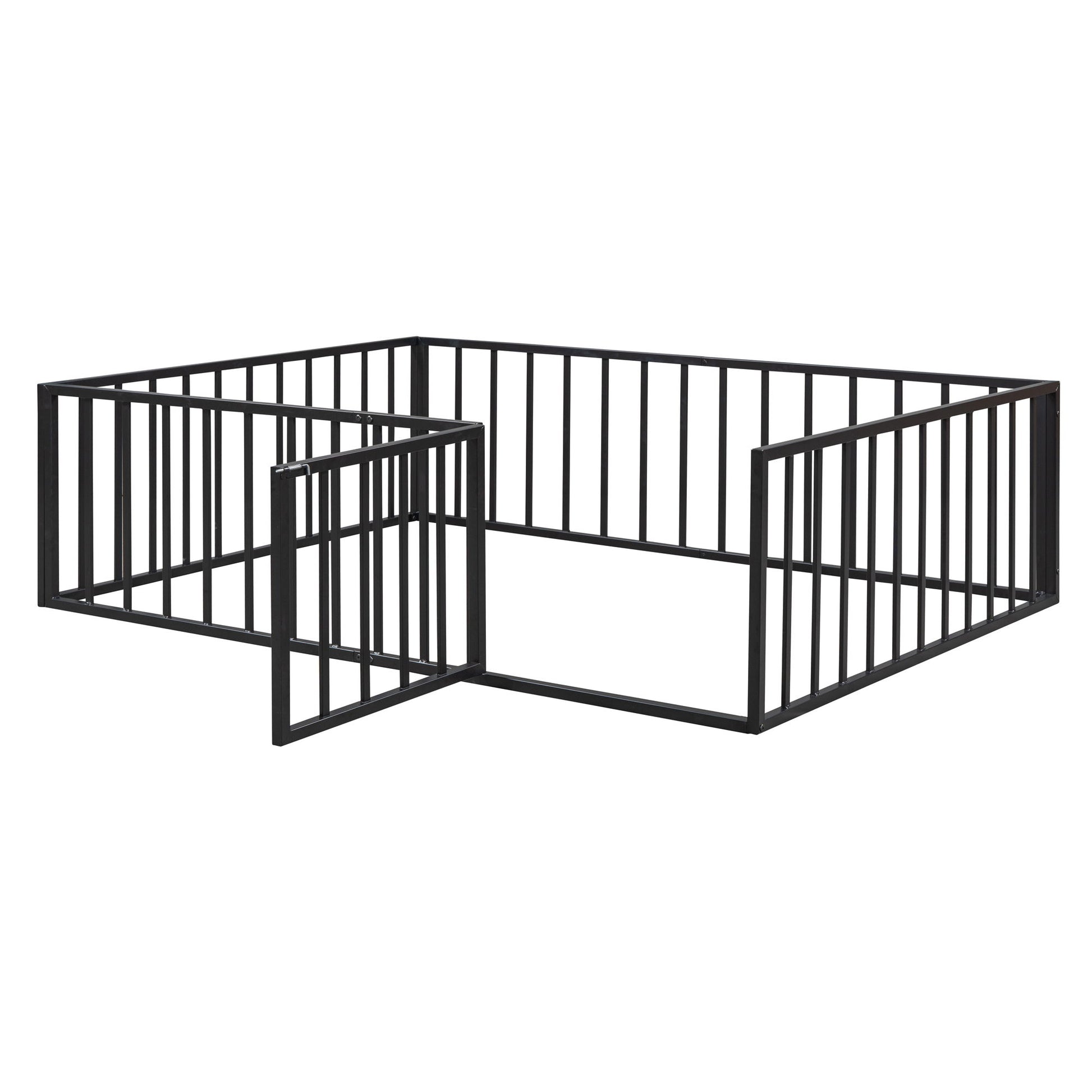 Metal Floor Bed Frame With Fence And Door - The Sleep Loft - Online Mattress Showroom NYC