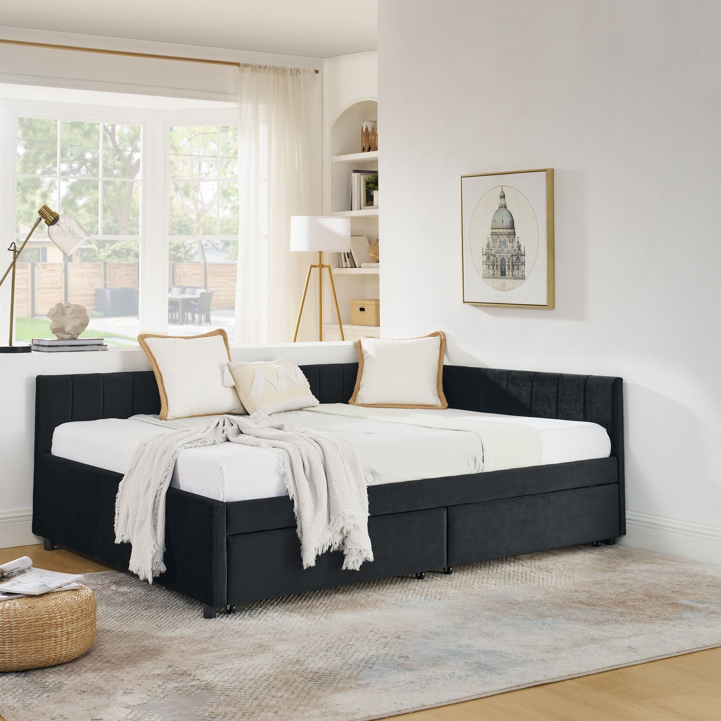 Upholstered Tufted Daybed Frame With Storage Drawers - The Sleep Loft - Online Mattress Showroom NYC