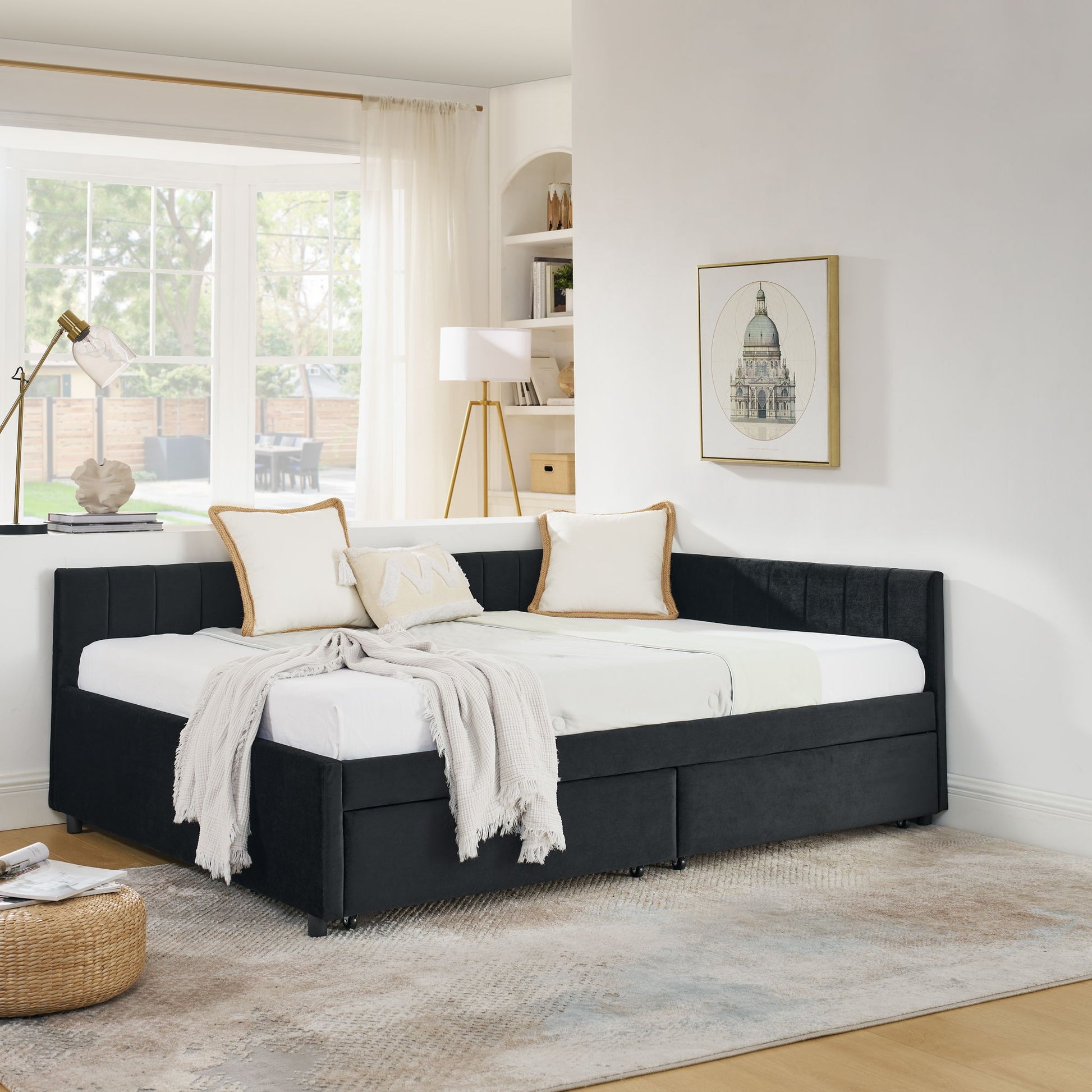 Upholstered Tufted Daybed Frame With Storage Drawers - The Sleep Loft - Online Mattress Showroom NYC