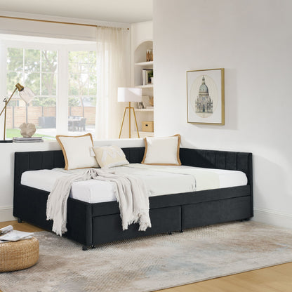 Upholstered Tufted Daybed Frame With Storage Drawers - The Sleep Loft - Online Mattress Showroom NYC