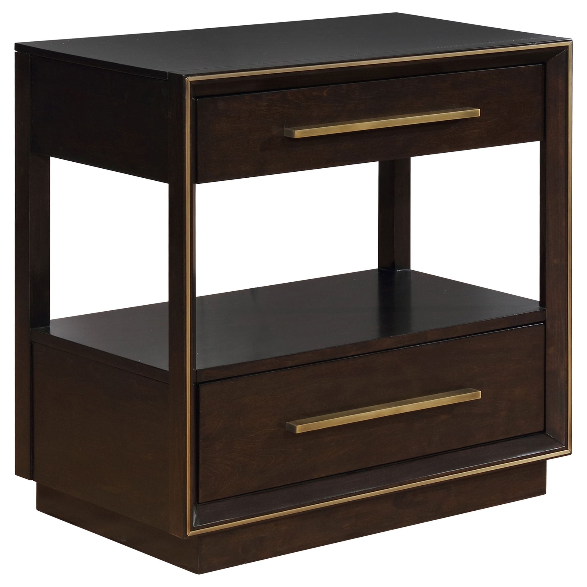 2 Drawer Nightstand With Trim And USB Charging - Brown - The Sleep Loft - Online Mattress Showroom NYC