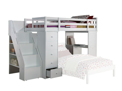 Freya - Twin Loft Bed With Storage (Not Including The Bottom Twin Bed) - White - The Sleep Loft - Online Mattress Showroom NYC