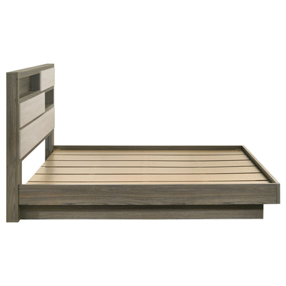 Eastern King Bed Bookcase Headboard With Hidden Storage - Oak - The Sleep Loft - Online Mattress Showroom NYC