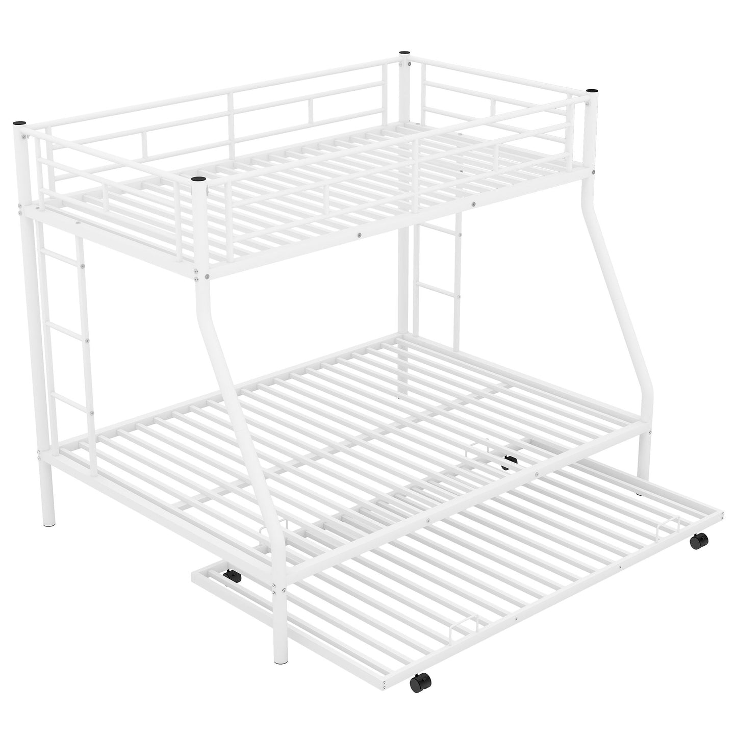 Bunk Bed With Steel Frame And Trundle, 2 Side Ladders - The Sleep Loft - Online Mattress Showroom NYC