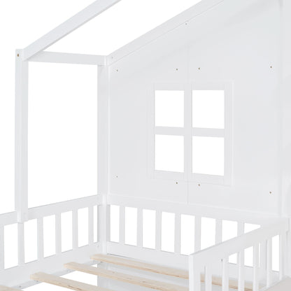 House Bed With Sofa, Kids Platform Bed With 2 Drawers And Storage Shelf - The Sleep Loft - Online Mattress Showroom NYC