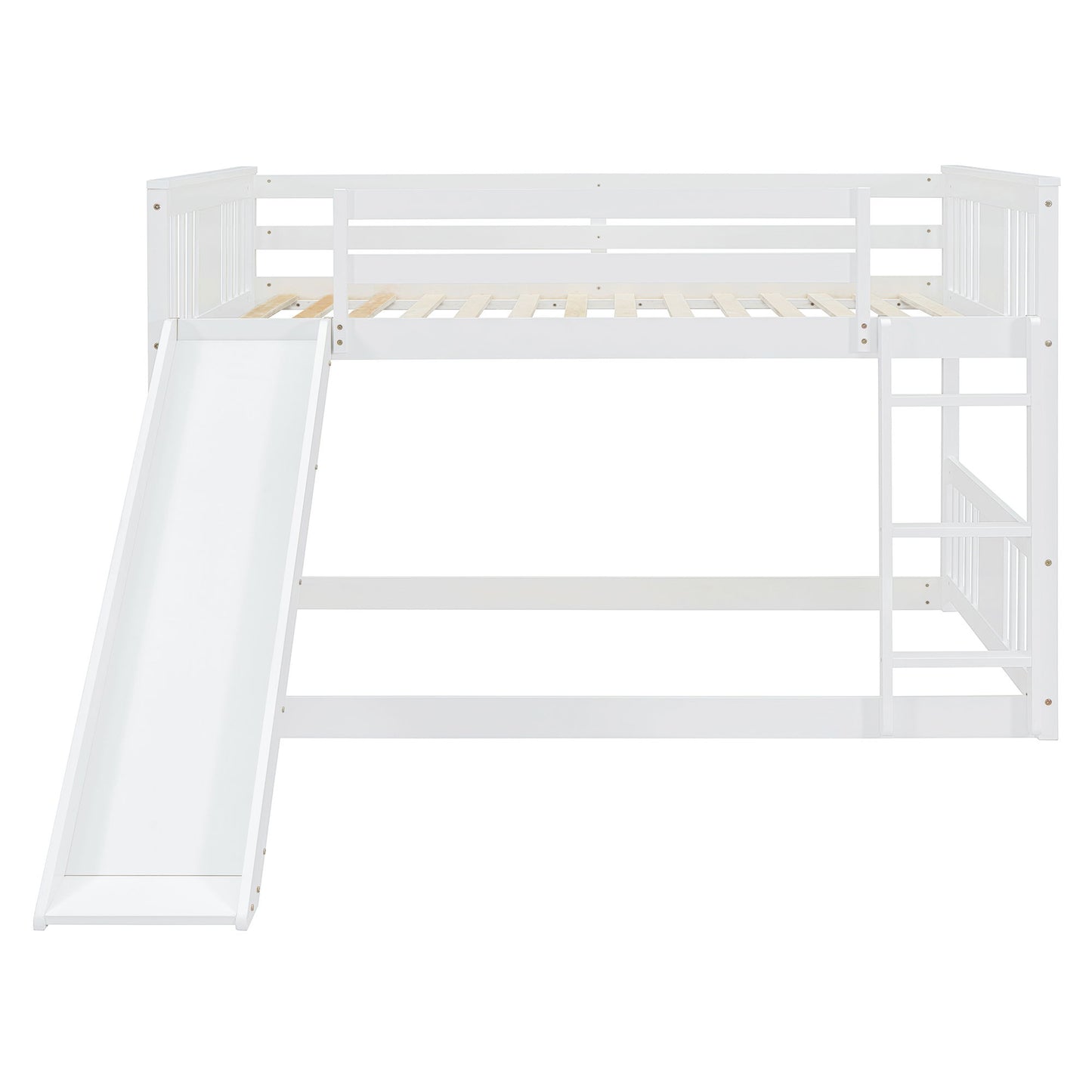 Full Over Full Bunk Bed With Ladder With Slide - White - The Sleep Loft - Online Mattress Showroom NYC